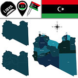Map of Libya with Named Districts