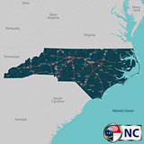 Map of state North Carolina, USA