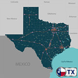 Map of state Texas, USA