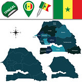 Map of Senegal with Named Regions