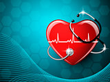 Stethoscope medical equipment and heart shape.