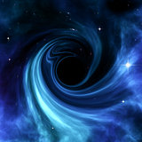 a black hole with blue nebula