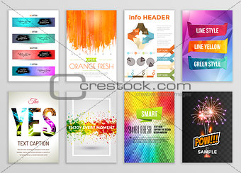 Abstract Backgrounds Set. Geometric Shapes and Frames for Presentation, Annual Reports, Flyers, Brochures, Leaflets, Posters, Business Cards Document Cover Pages Design. A4 Title Sheet Template