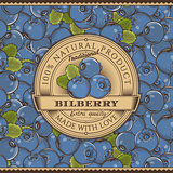 Vintage Bilberry Label On Seamless Pattern