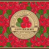 Vintage Cowberry Label On Seamless Pattern
