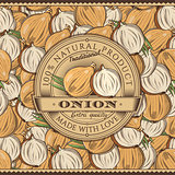 Vintage Onion Label On Seamless Pattern
