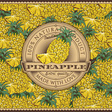 Vintage Pineapple Label On Seamless Pattern