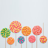 Think differ concept. Lollipop sweet caramel candy copy space