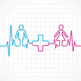 Heartbeat make male,female and medical symbol
