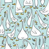 Funny goose family, seamless pattern for your design