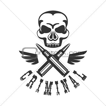 Criminal Outlaw Street Club Black And White Sign Design Template With Text , Wings And Scull