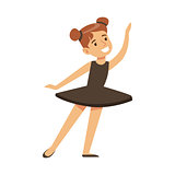 Little Girl In Black Tutu Dancing Ballet In Classic Dance Class, Future Professional Ballerina Dancer
