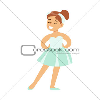 Little Girl In Swans Lake Costume Dancing Ballet In Classic Dance Class, Future Professional Ballerina Dancer