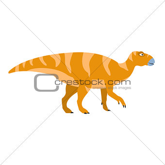 Birdlike Beak Orange Dinosaur Of Jurassic Period, Prehistoric Extinct Giant Reptile Cartoon Realistic Animal