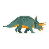 Triceratops Dinosaur Of Jurassic Period, Prehistoric Extinct Giant Reptile Cartoon Realistic Animal