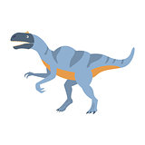 Blue Velociraptor Dinosaur Of Jurassic Period, Prehistoric Extinct Giant Reptile Cartoon Realistic Animal