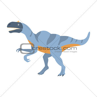 Blue Velociraptor Dinosaur Of Jurassic Period, Prehistoric Extinct Giant Reptile Cartoon Realistic Animal