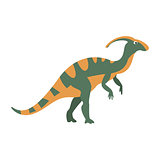 Parasaurolophus Dinosaur Of Jurassic Period, Prehistoric Extinct Giant Reptile Cartoon Realistic Animal