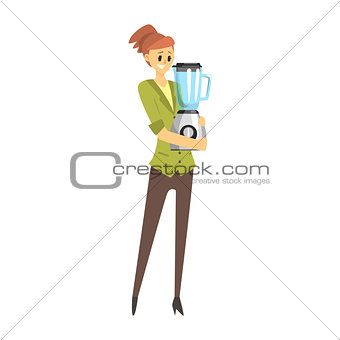 Woman Holding A Blender, Department Store Shopping For Domestic Equipment And Electronic Objects For Home