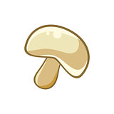 White Forest Mushroom, Food Item Outlined Isolated Childish Icon For Flash Game Design Or Slot Machine