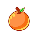 Orange Citrus Fruit, Food Item Outlined Isolated Childish Icon For Flash Game Design Or Slot Machine