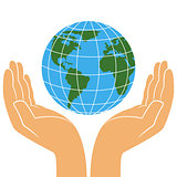 Earth planet in human hands 
