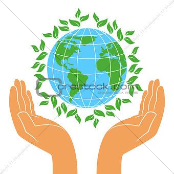Green Earth in human hands