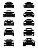 Ten cars silhouettes