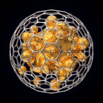 3d illustration of spherical graphene structure.