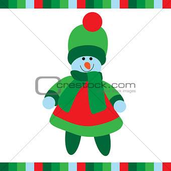 Cute snowgirl on white background