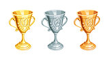 Gold, bronze, silver champion cup