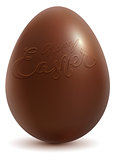 Happy easter. Brown chocolate egg on white background