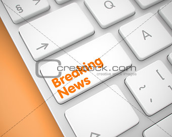 Breaking News - Inscription on White Keyboard Keypad. 3D.