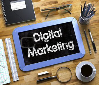 Digital Marketing on Small Chalkboard. 3D.