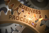 Business Processes on Golden Gears. 3D Illustration.