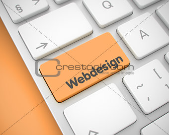 Webdesign - Inscription on the Orange Keyboard Keypad. 3D.