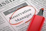 Now Hiring Reservation Manager. 3d.