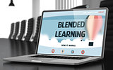 Landing Page of Laptop with Blended Learning Concept. 3d.