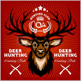Deers Hunting club emblems set.