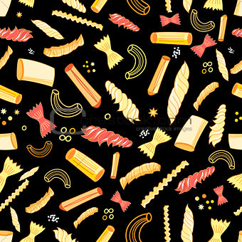 Seamless vector pattern with different tasty pasta
