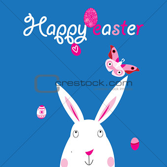 Easter bright card with rabbit