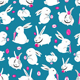 Seamless bright pattern of easter bunnies