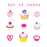 Vector set of delicious cakes