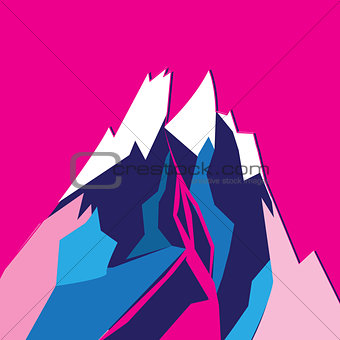 Graphic bright colored vector mountain