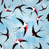 Graphic pattern with swallows