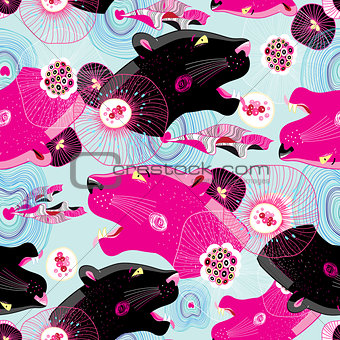 Fashionable pattern with panther heads