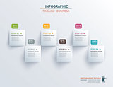 Business infographics template 6 steps with square. Can be used 