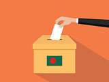 bangladesh vote election concept illustration with people voter hand gives votes insert to boxes election with long shadow flat style