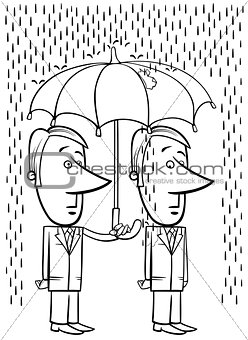 businessmen under umbrella