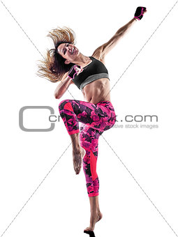 woman fitness boxing pilates piloxing excercises isolated